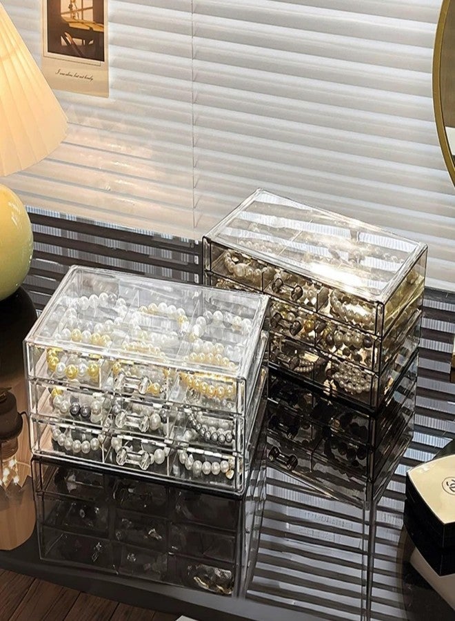 Feadily 1PCS Acrylic Jewelry Organizer Box, Jewelry Drawer Organizer With 3 Drawers 18 Grids, Bracelet Earring Holder Organizer, Clear - Image 4